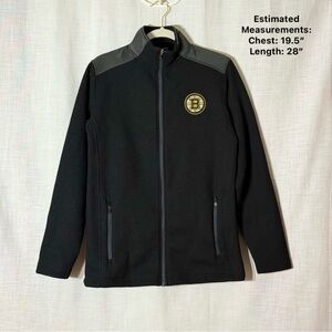 Boston Bruins‎ NHL Full Zip Fleece Jacket Black Softshell Panels Small S Hockey
